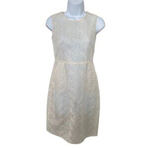 Elie Tahari Isla Cream Lace Sheer Shift Dress Sz 2 Sleeveless Boho